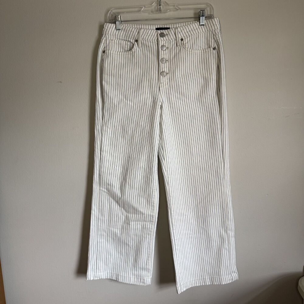 NYDJ Teresa Wide Leg Ankle Jeans Women's Size 6 Button Fly Palencia Stripe